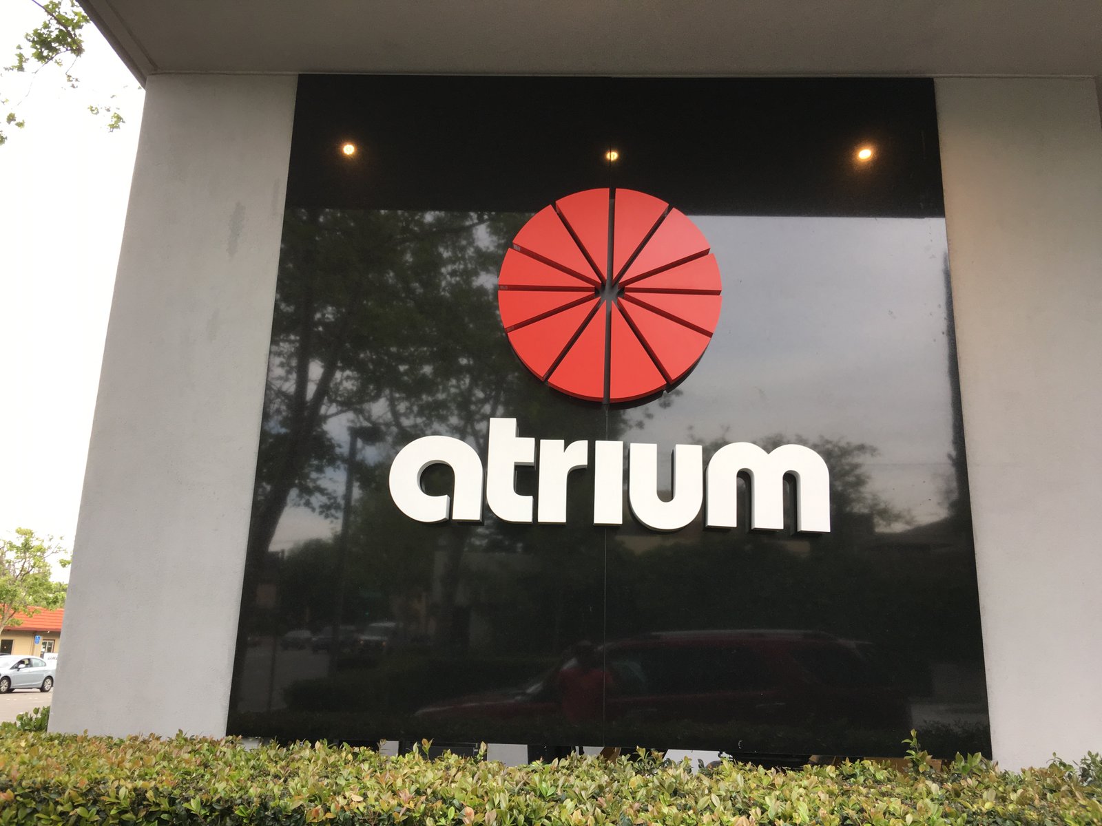 Atrium black granite wall sign, Walnut Creek