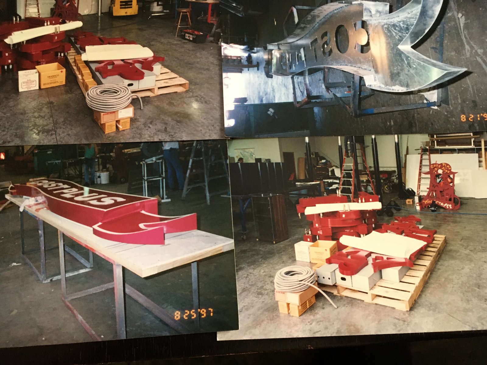 World Market signs in fabrication shop, 1997
