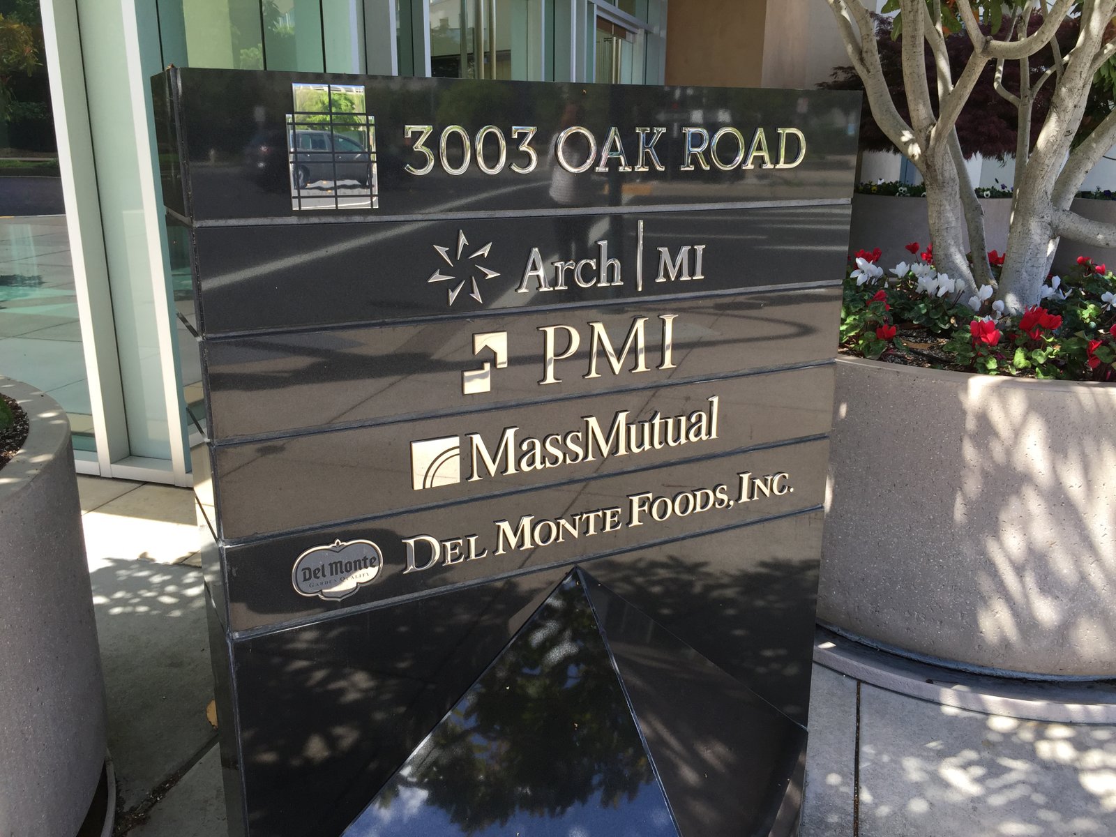 Black granite with polished aluminum letters
