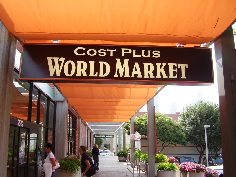 Cost Plus World Market cabinet sign